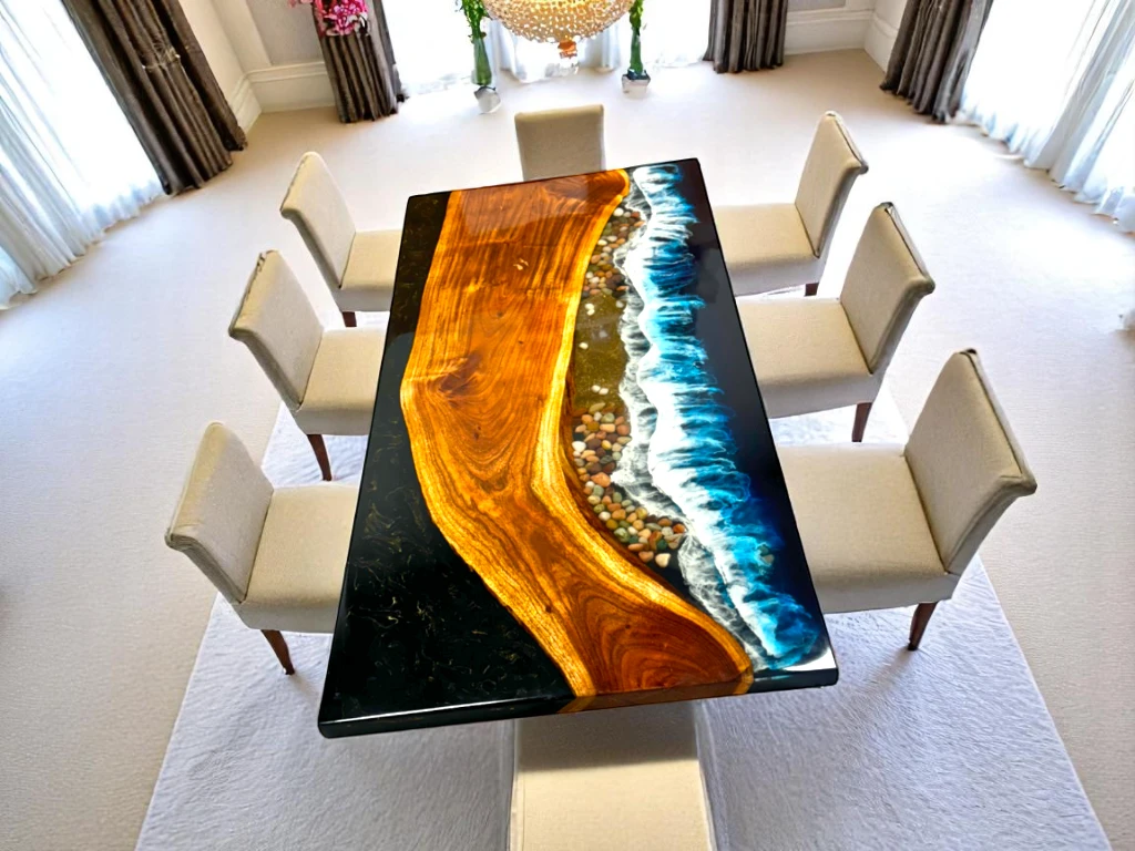 Gemstone Console Table with Mosaic Handmade Pattern